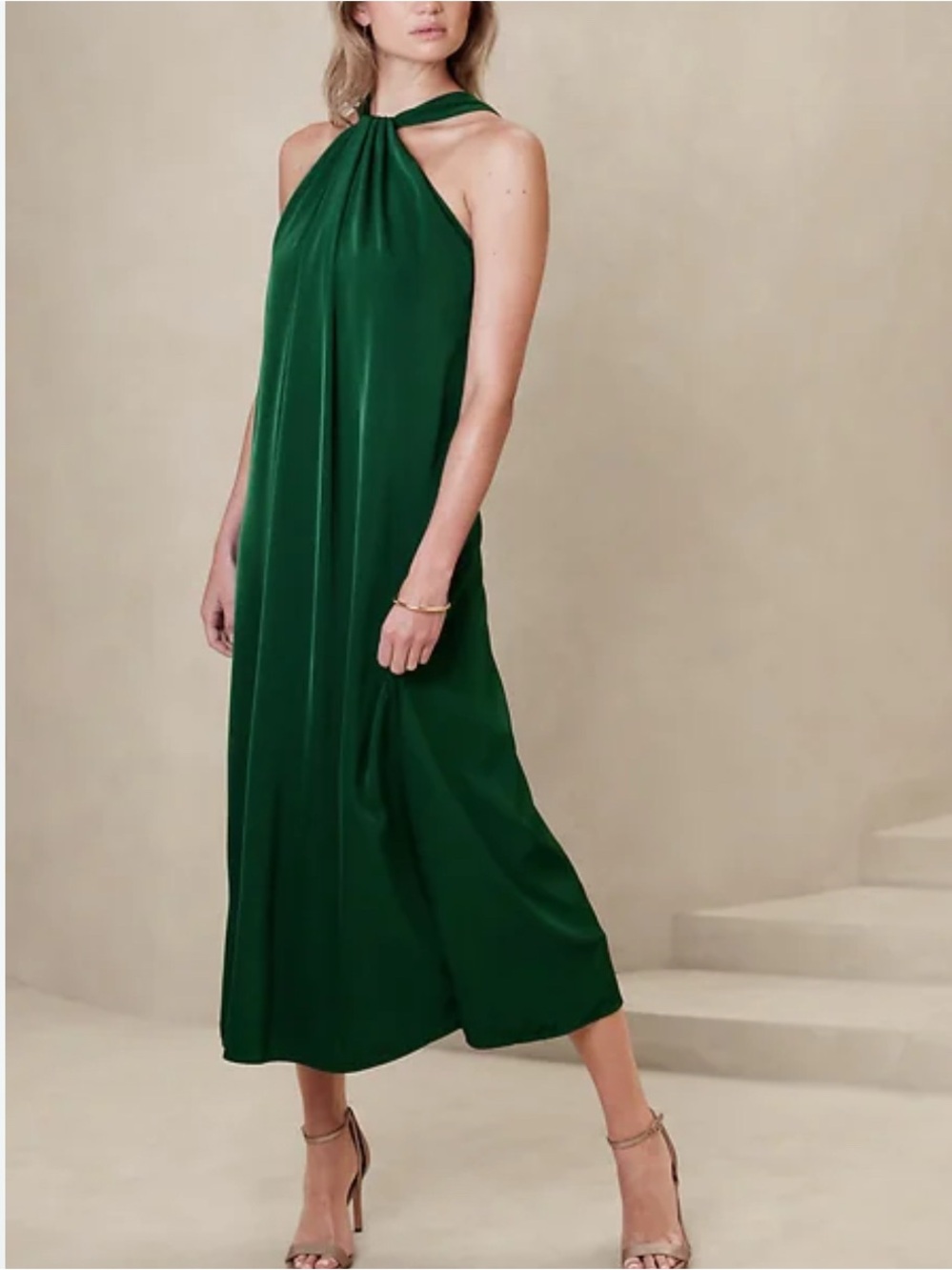 BR Halter Neck Satin Maxi Dress